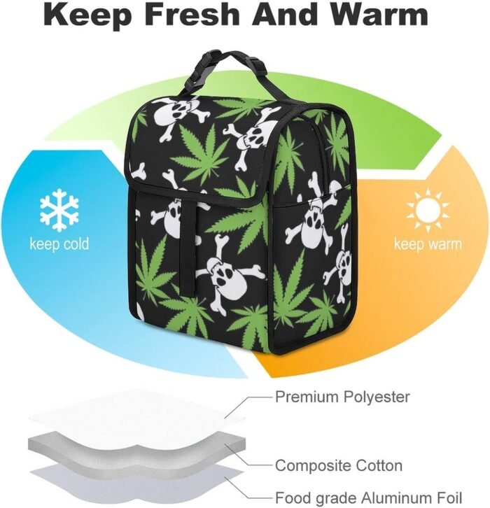 Cannabis Skull Printed Lunch Bag Made of - Image 3