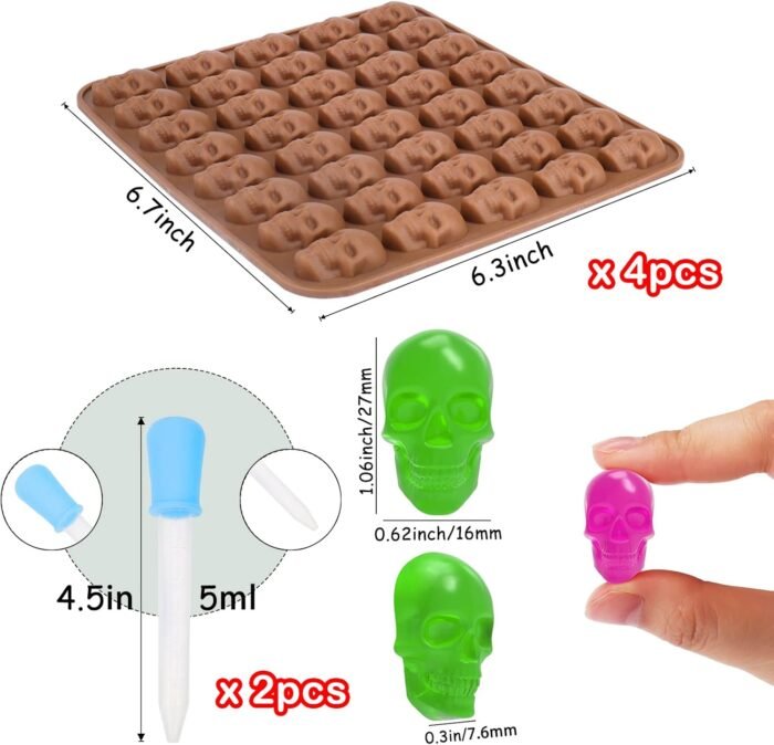 Juome Gummy Skull Molds Silicone, 4 Pack - Image 3