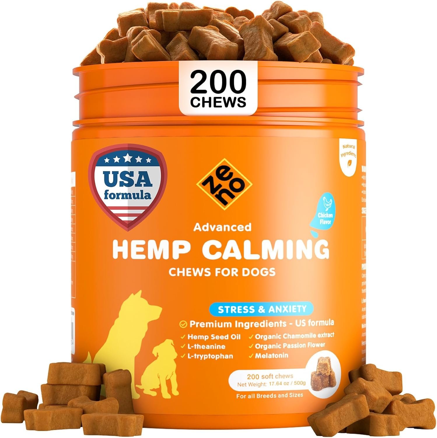 71vlWsEttZL._AC_SL1500_.jpg ZENO Hemp Calming Chews for Dogs Anxiety - Image 1