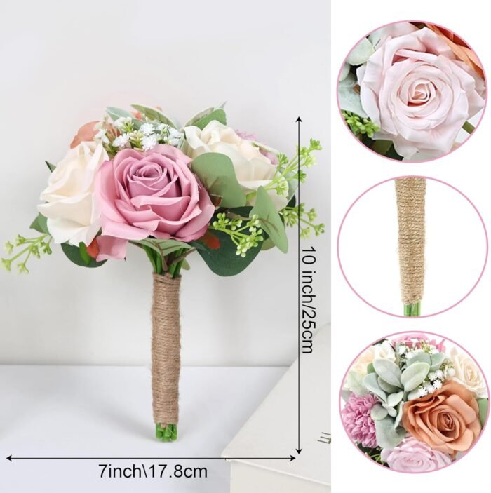 Bridesmaid Bouquets Set of 4 - Blush & P - Image 4