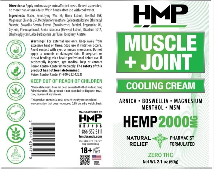 Hemp Cream Muscle & Joint Support 2000MG - Image 6