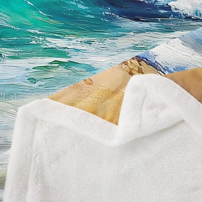 Castle Fairy Ocean Beach Plush Throw Bla - Image 3