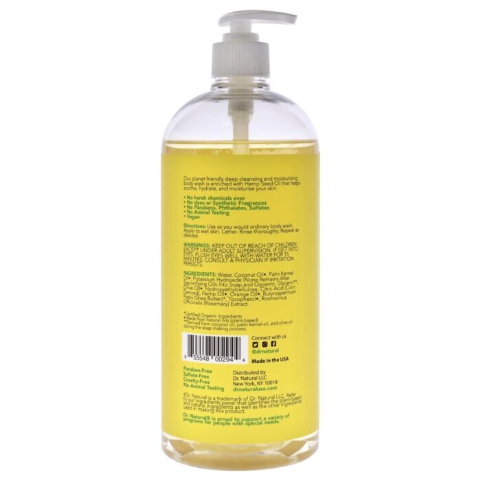 Dr. Natural Hemp Body Wash, Citrus, 32 o - Image 9