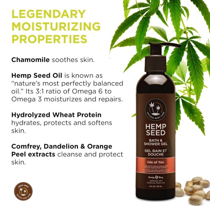 Hemp Seed Bath & Shower Gel - 8 oz - Moi - Image 3