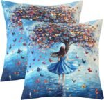 Homewish Butterfly Tree Throw Pillow Cov