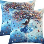 Homewish Butterfly Tree Throw Pillow Cov