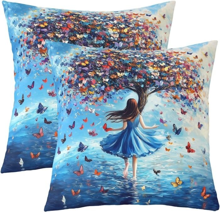 Homewish Butterfly Tree Throw Pillow Cov - Image 1