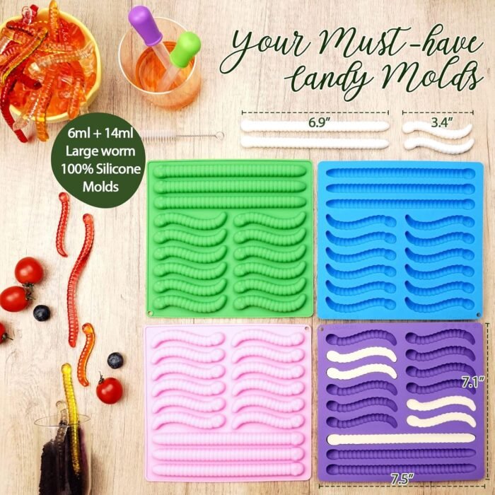 Gummy Worm Molds Silicone 6ML 14ML, 4PCS - Image 6