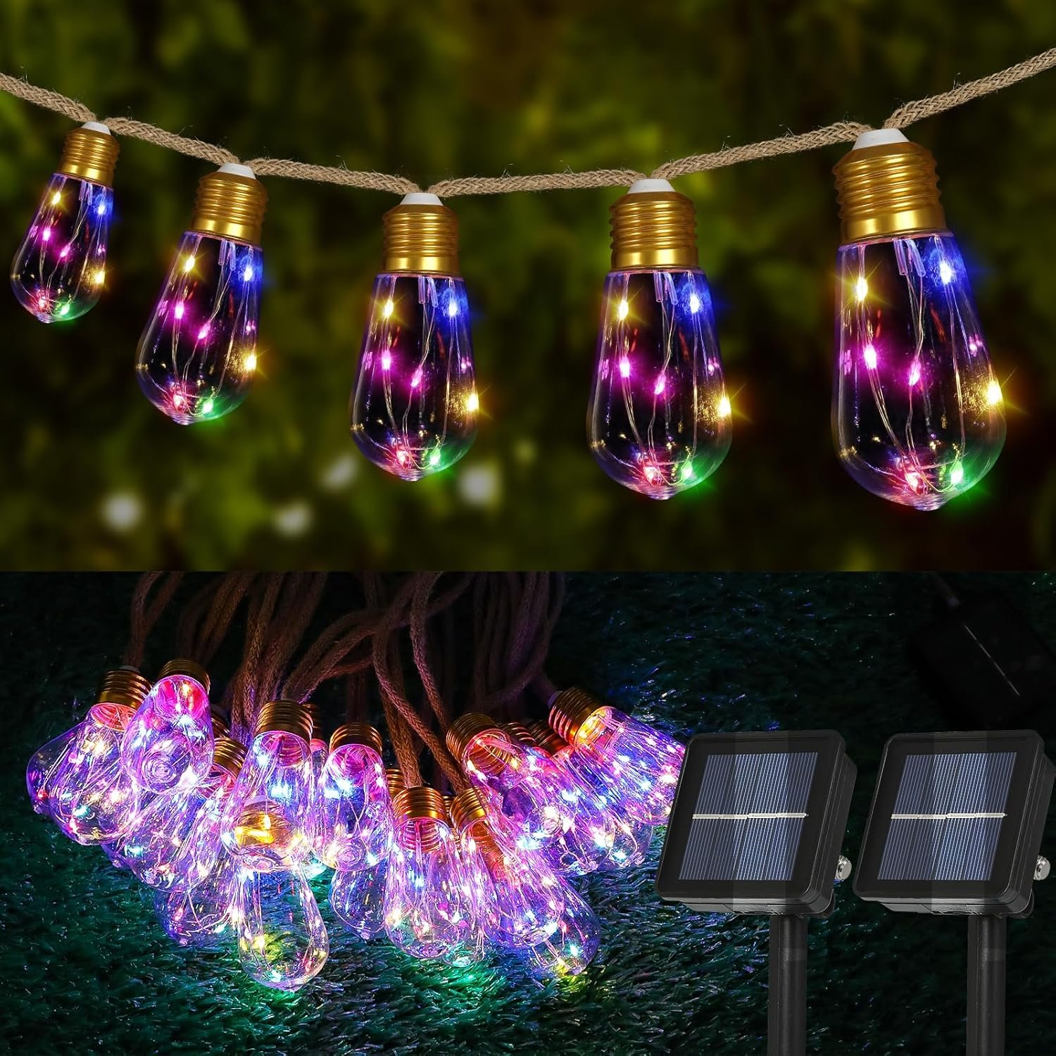 81HjukK2wL._AC_SL1500_.jpg Solar Outdoor String Lights 2Pack 24FT V - Image 1