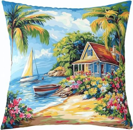 Summer Seaside Beach Pillow Cover 18"x18