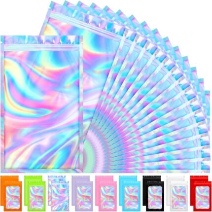 Mylar Bags, 100 PCS Holographic Bags, Sm