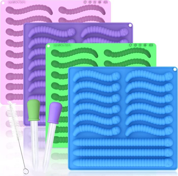 Gummy Worm Molds Silicone 6ML 14ML, 4PCS - Image 1