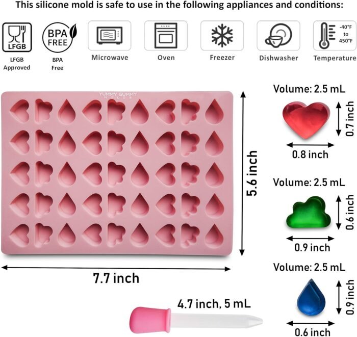 Mini Heart, Cloud & Raindrop Silicone Mo - Image 6
