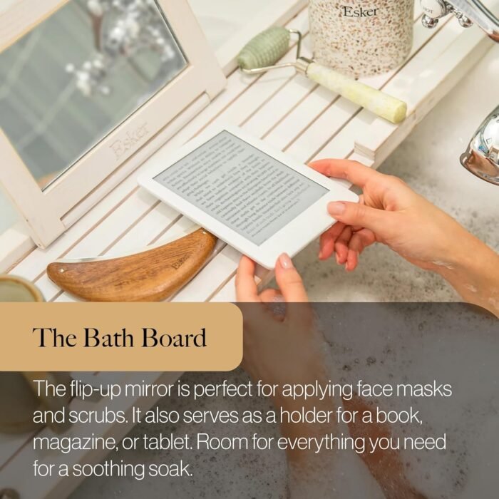 Esker Bathtub Tray, Premium Pine Wood Ba - Image 4