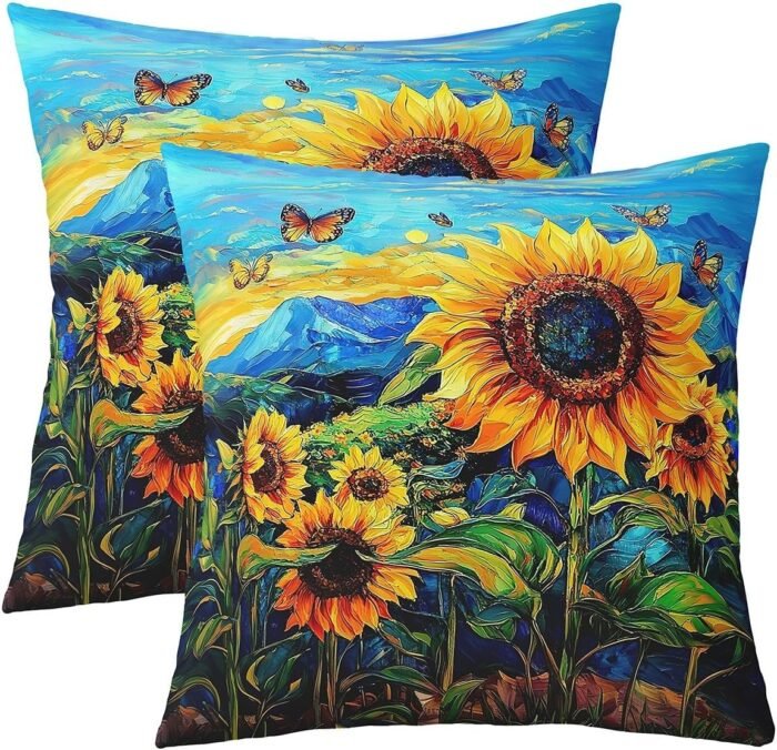 Yellow Sunflowers Throw Pillow Covers Co - Image 1